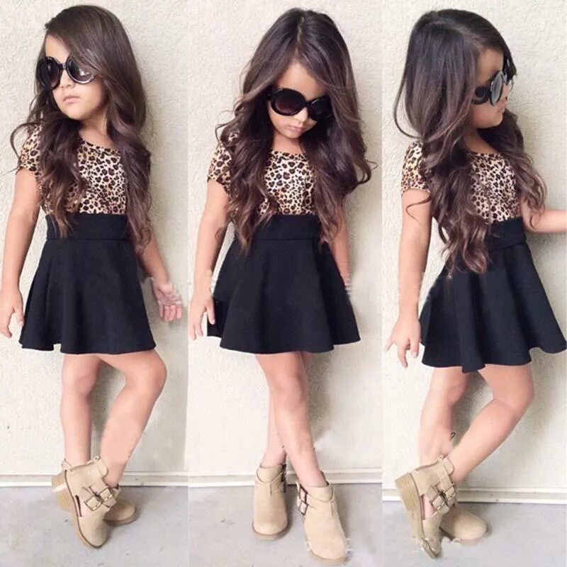 Модный образ для девочки 10 Girls Black & White Striped Sleeveless Top & Black Skort Set Little girl outfits
