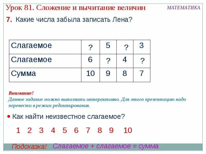 Сложение и вычитание чисел 1 класс презентация. Слагаемое слагаемое сумма 1 класс задания. задания по математике 1 класс слагаемое слагаемое сумма. слагаемое слагаемое сумма азадание. задание на тему слагаемое сумма 1 класс.