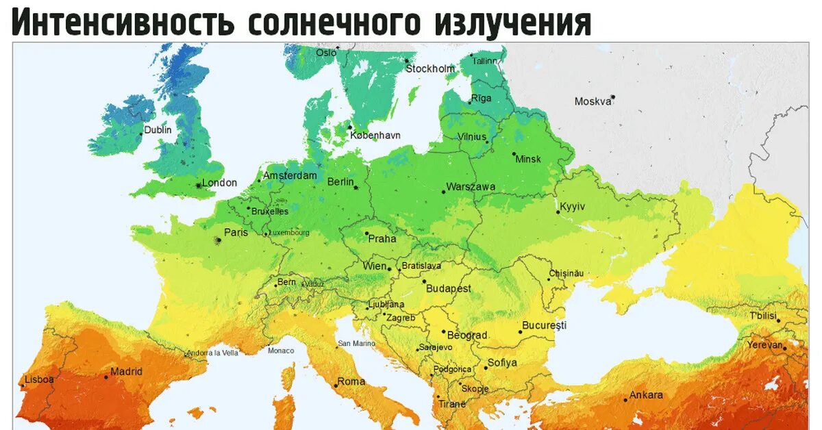 Солнечная инсоляция. Карта солнечной энергии России. Сколько солнечных дней было в 2023 году