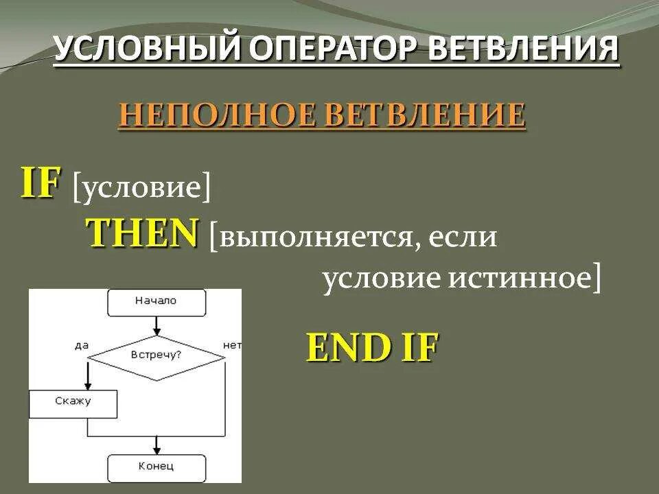 Какие существуют формы записи условного оператора. Ветвление условный оператор. Условный оператор неполное ветвление. Ветвление операторы ветвления. Оператор ветвления if.