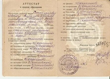 Реестр аттестатов о среднем образовании