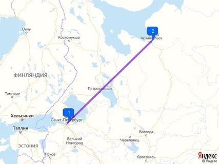 Расстояние между москва архангельск