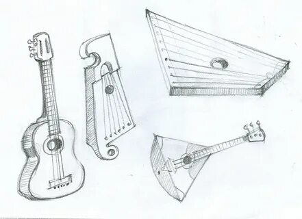 По музыке нарисовать народные инструменты