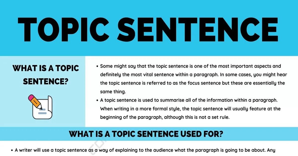 Topic sentence. How to write a topic sentence. Topic sentence examples. Imperative sentences. Writing topic sentences
