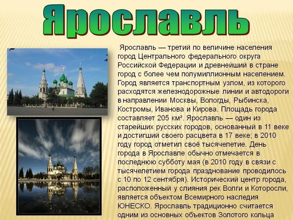 Доклад про город ярославль