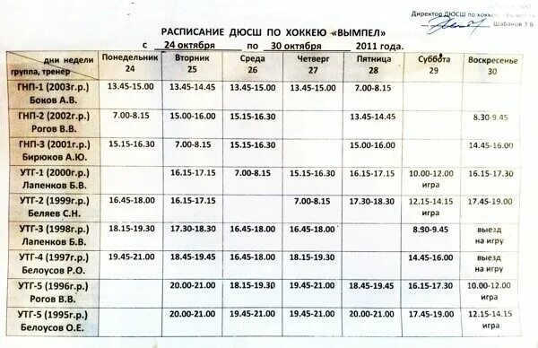 Расписание ДЮСШ. Хк Вымпел 2002. Штатное расписание в детско-юношеской спортивной школе. Расписание в спортивной школе справка. Расписание на завтра левый берег