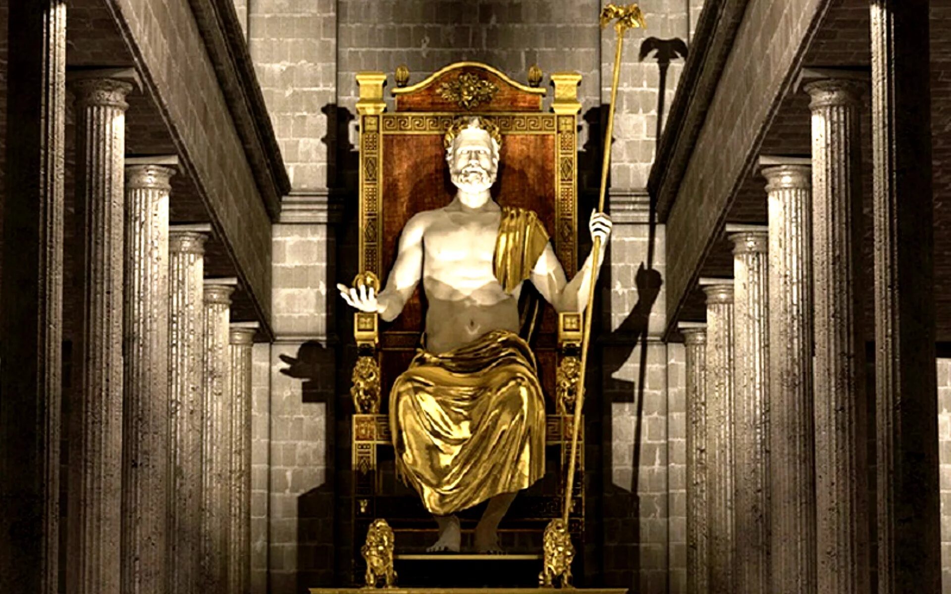 Храм Зевса в Олимпии статуя Зевса. Статуя Зевса в Олимпии семь чудес света. Скульптура Фидия Зевс Олимпийский. Фидий статуя Зевса в Олимпии.