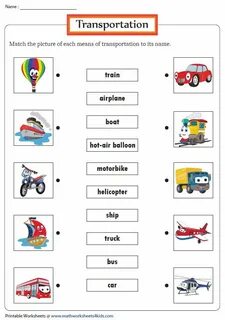 Transport worksheets for kids