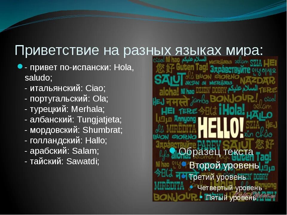 Как переводится на разных языках. Приветствие на разных языках.