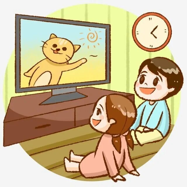 Children watch cartoons