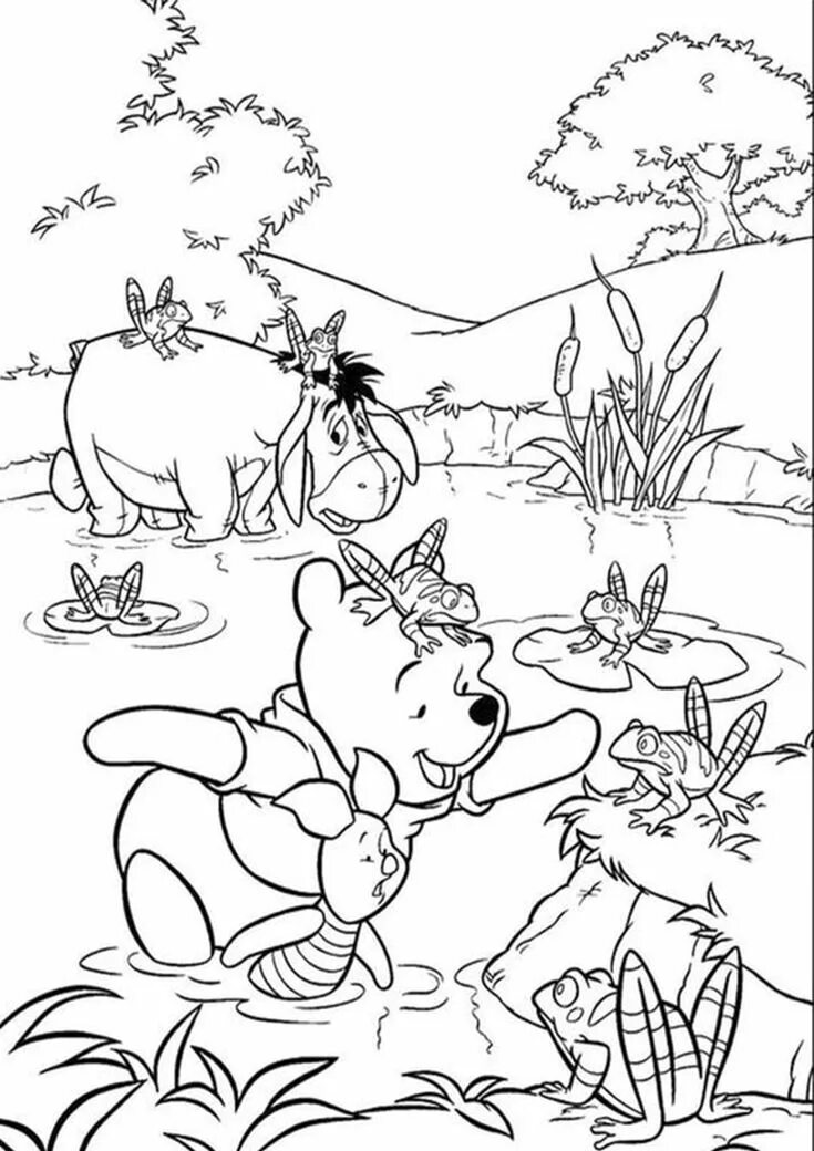 Винни пух распечатать бесплатно Winnie the Pooh and his friends coloring page