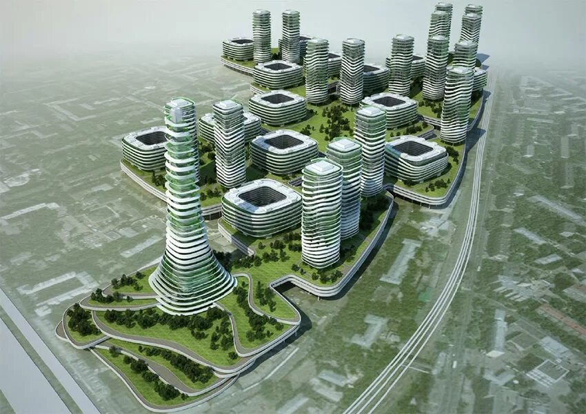 Здания будущего. Архитектурный комплекс. Проект города.