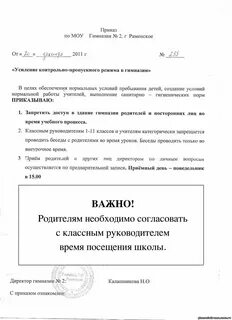 Приказ о пропускном режиме