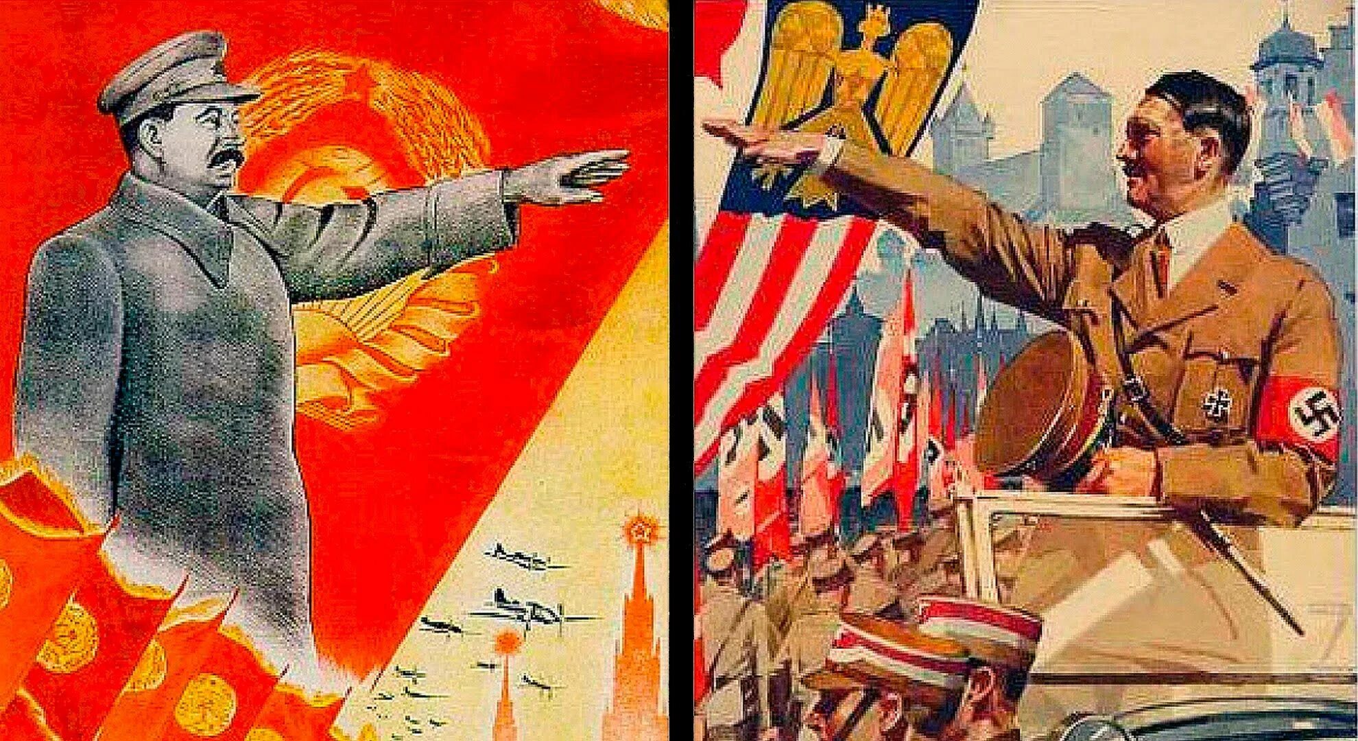 Тоталитаризм люди. Коллаж тоталитарный режим. СССР против фашистской Германии. Сталинские плакаты.