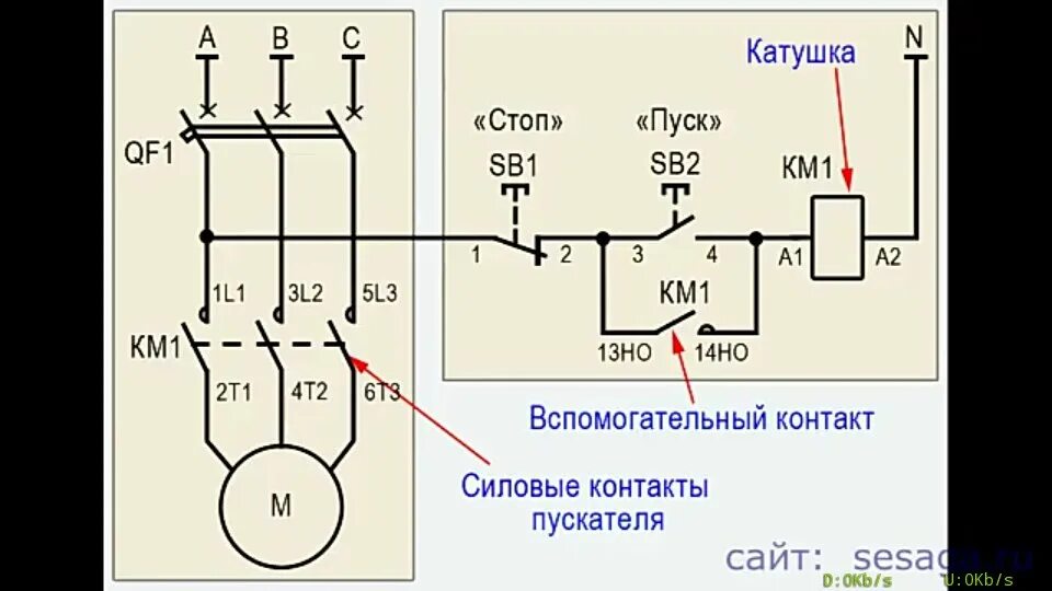 Схема подключения электродвигателя и кнопку пуск. Схема подключения двигателя через пускатель и тепловое реле. Контактный пускатель 380в схема подключения. Схема включения пускателя с двух кнопок. Схема пуск стоп двигателя