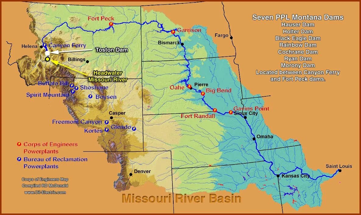 Миссури в какой океан впадает. Река Миссури на карте. Устье Миссури на карте. Притоки реки Миссури.