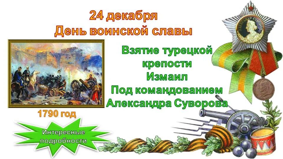 День воинской славы россии декабрь. 24 Декабря день взятия турецкой крепости. День взятия Измаила день воинской славы.