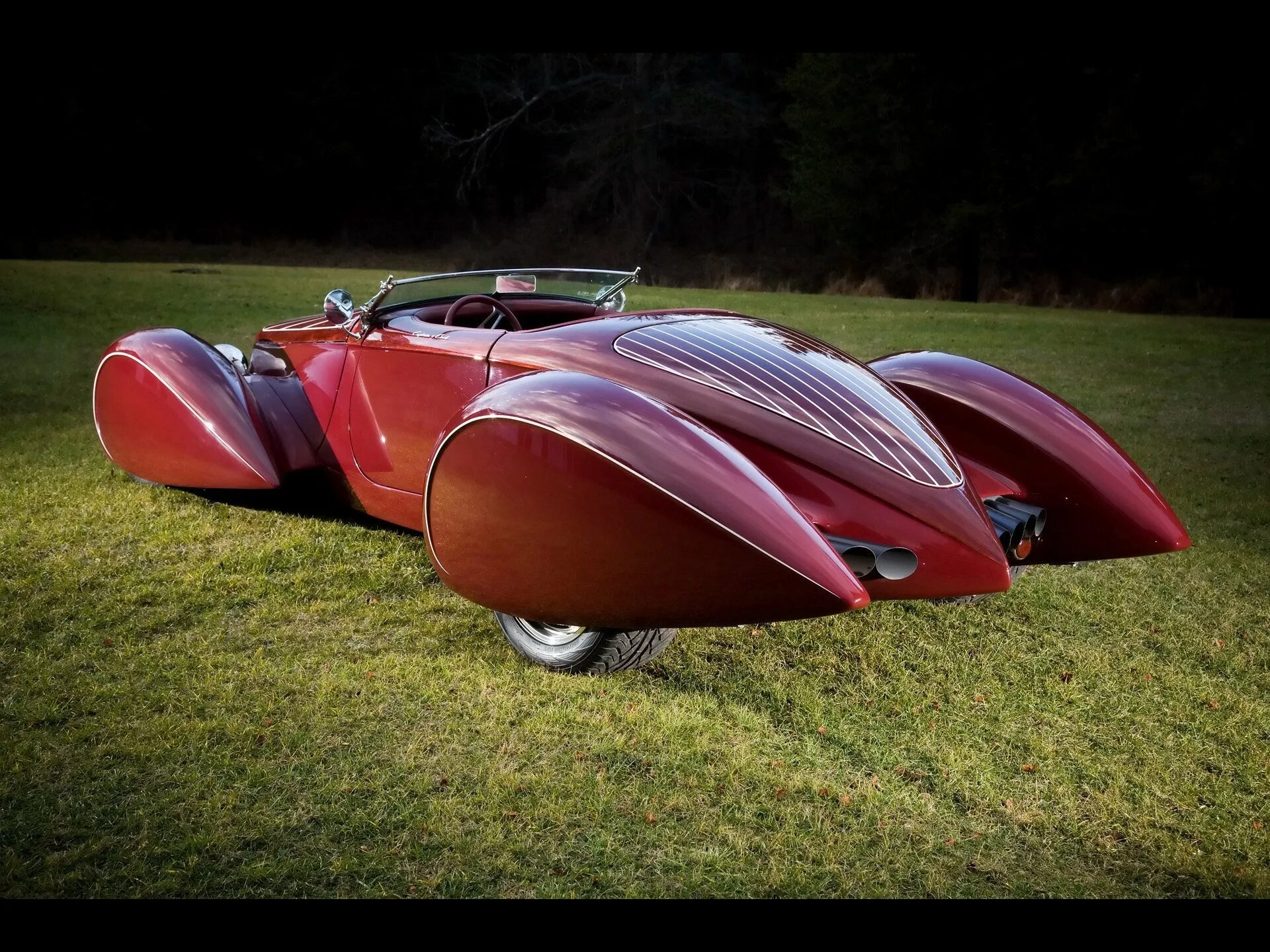 Необыкновенная машина. Deco Rides Boattail Speedster. Необычные машины. Самые удивительные машины. Странные машины.