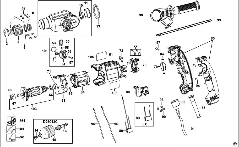 Деталировка перфоратора ДЕВОЛТ d25013. Перфоратор DEWALT 25013. Запчасти для перфоратора ДЕВОЛТ d25133. Ремкомплект перфоратора ДЕВОЛТ d25761. D 25.2