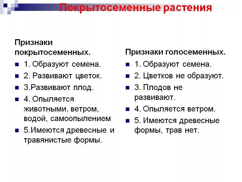 Проверочная по покрытосеменным. Различия голосеменных и покрытосеменных таблица. Отличие и сходство цветковых и голосеменных растений. Сходства и отличия голосеменных и покрытосеменных растений. Сходства и различия голосеменных и покрытосеменных.