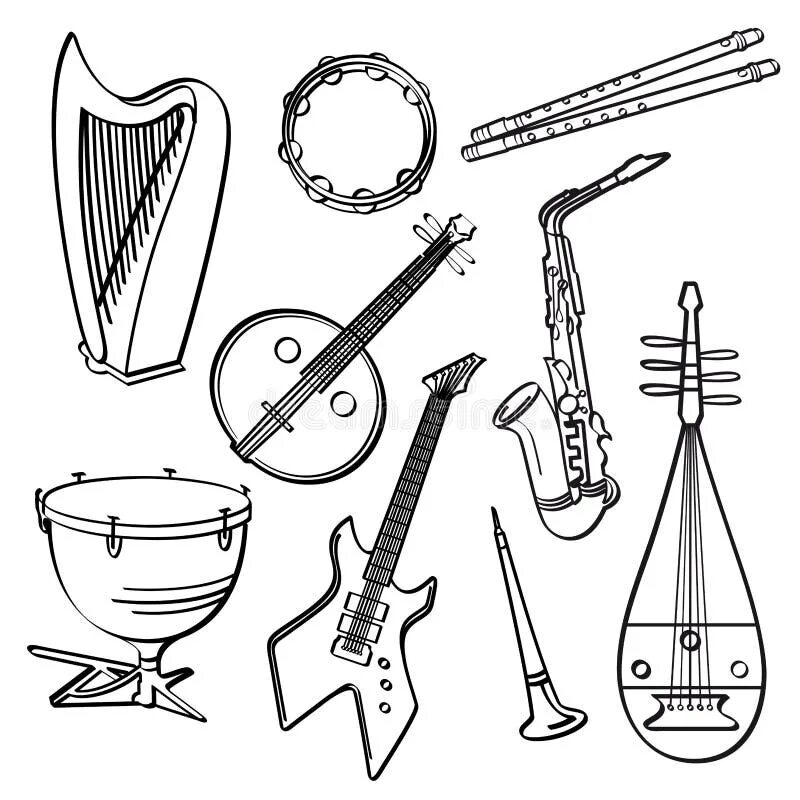 Musical Instruments Illustration ... Musicals, Coloring books, Musical instrumen