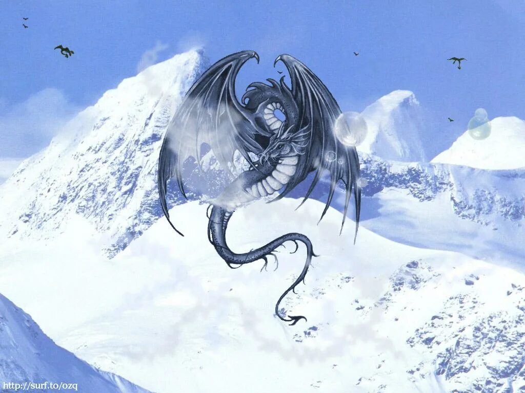Снежный дракон. Зимний дракон. Дракон зимой. Дракон в снегу.