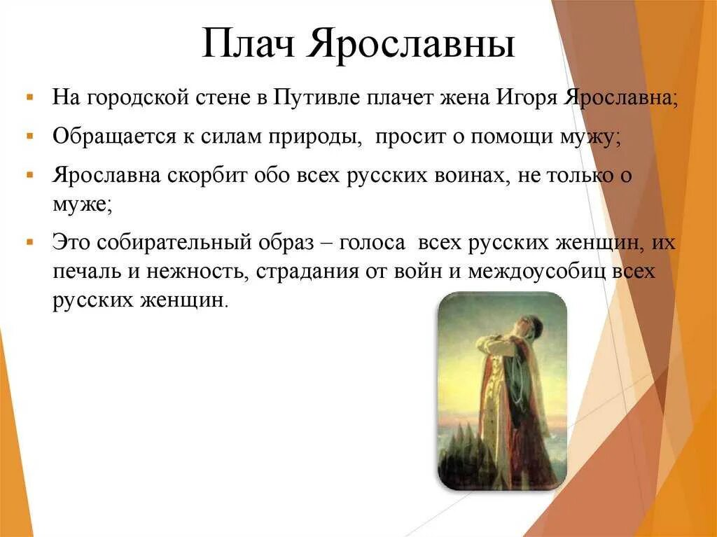 Характеристика княгини ярославны. Ярославна плачет слово о полку игореве. образ плач ярославны.