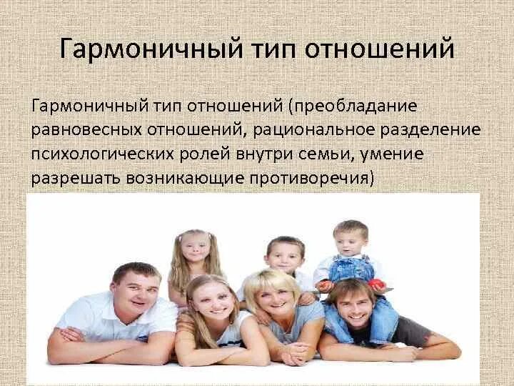 Привести примеры гармоничного общества. Гармоничный Тип семьи. Гармоничный Тип. Гармоничный Тип отношения. Типы семейных взаимоотношений.