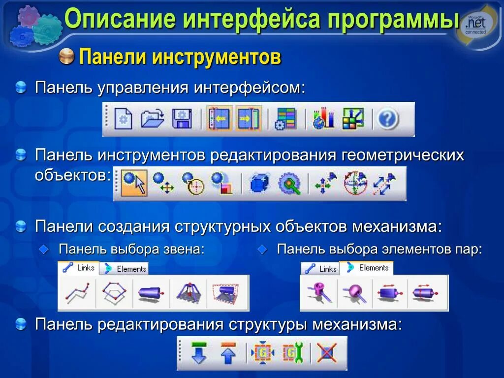 Элементы управления интерфейсом. Интерфейс программы. Панель управления программы. Описание интерфейса программы. Панель инструментов элементы интерфейса.