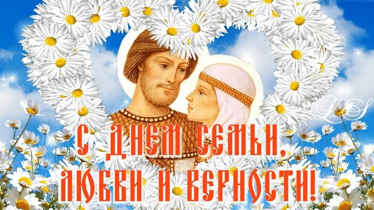 С днём семьи любви и верности. Красивое поздравление с днем семьи. Видео открытки с днем семьи любви. Открытки с днём семьи любви и верности. Ромашка день семьи.