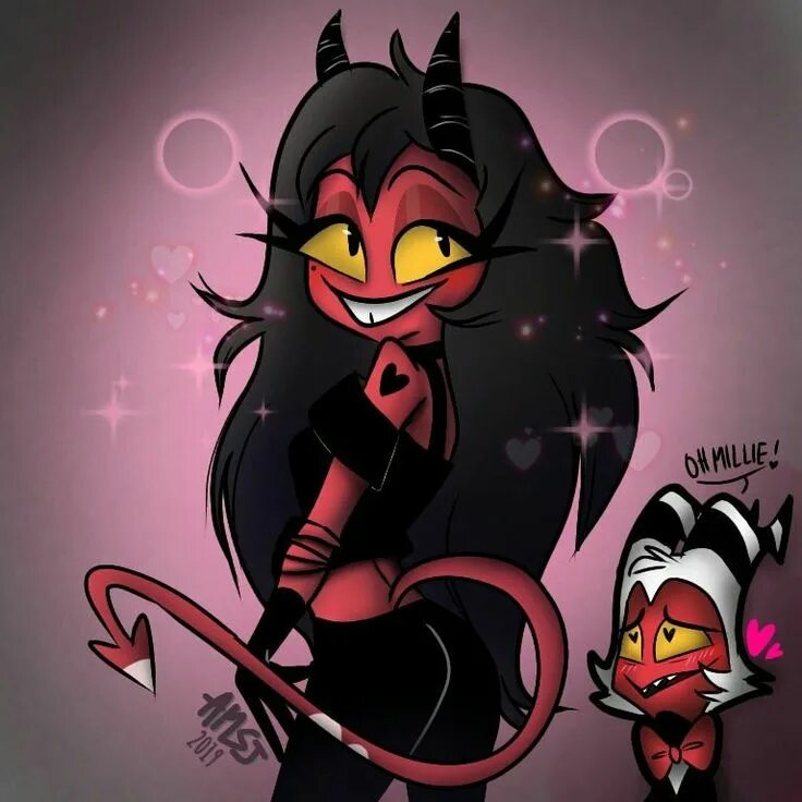 Helluva boss millie. Helluva boss мокси. хеллува босс вероника. vivziepop адский босс милли. адский босс мокси отель хазбин.