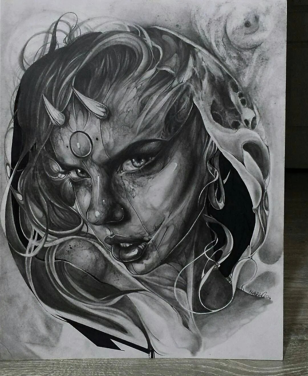 демон реализм. ханья демон. страшные татуировки для мужчин. тату готика реализм. тату демон.