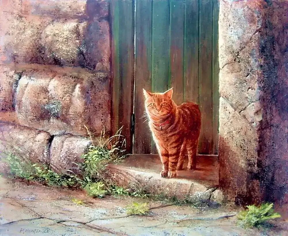 Кот ушел из дома весной. Paul Monteagle английский художник. Кошки художника Paul Monteagle. Коты в живописи. Рыжие коты в живописи.