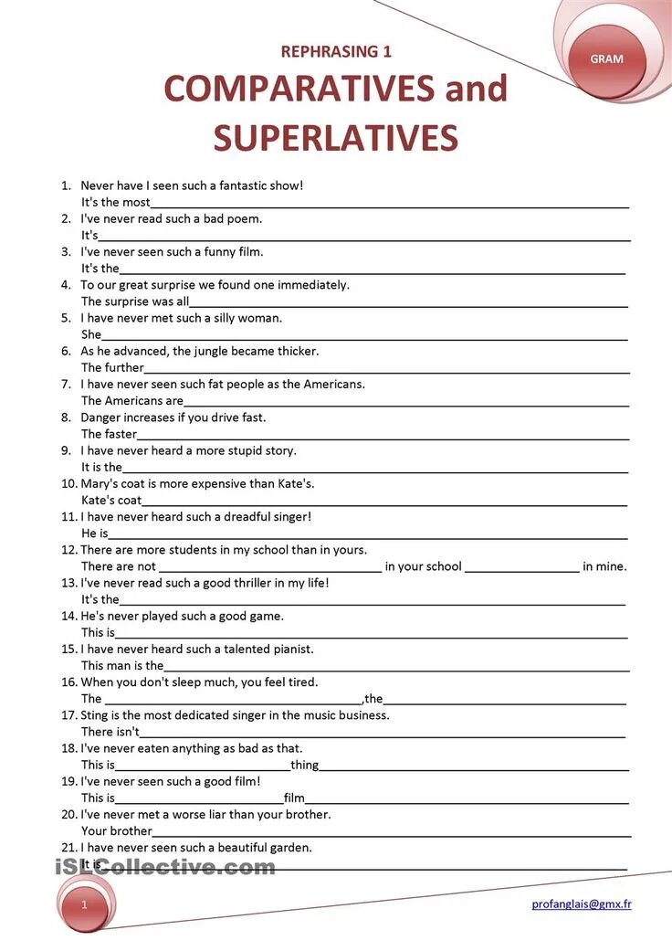 Rephrase the sentences. Comparatives and Superlatives Worksheets. Rephrasing Comparatives and Superlatives ответы. Задания на Comparative and Superlative adjectives. Rephrasing 1 Comparatives and Superlatives ответы.