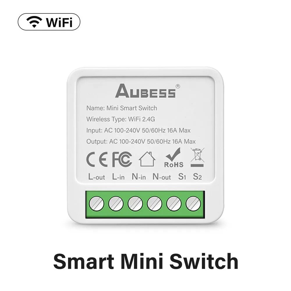 Mini wifi switch. Умное wi-fi реле mini smart switch tuya aubess 16a. aubess реле. вай фай реле с алисой. реле aubess инструкция.