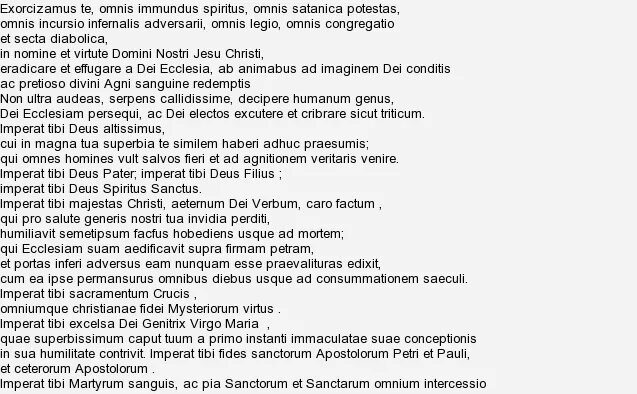 Текст песни сатана это она. Изгнание демона на латыни текст. Молитва для изгнания бесов на латыни. Заклинания для изгнания бесов на латинском. Молитва изгнания духа на латыни.