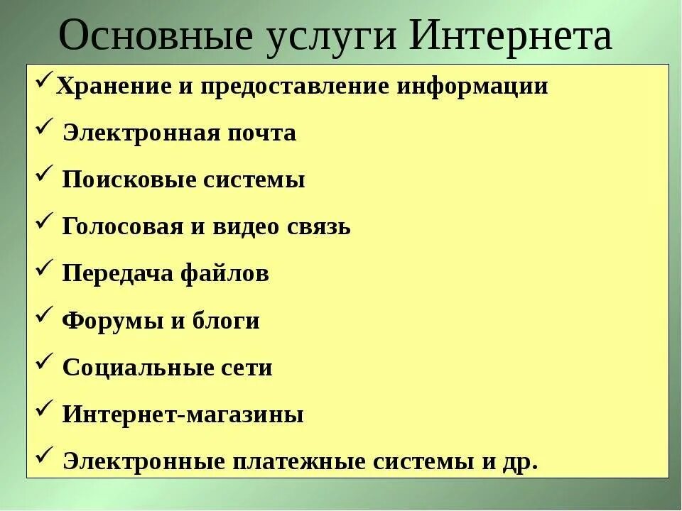 Какие бывают услуги. Перечислите основные услуги сети интернет.. Основные услуги интернета. Перечислите основные услуги интернета.. Основные виды услуг в сети интернет.