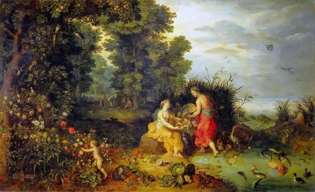 Знаменитые картины фото с названиями. Ян брейгель младший(1601-1678). Ян брейгель младший аллегория четырех стихий. Художник Ян брейгель младший. Ян брейгель младший аллегория вкуса.