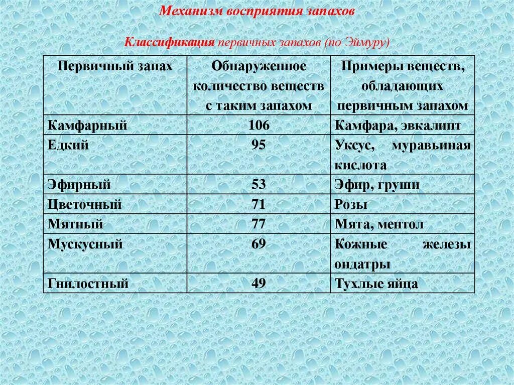 Сколько воняет. Механизм восприятия запахов. Классификация запахов. Классификация запахов Эймуру. Механизм восприятия запахов физиология.