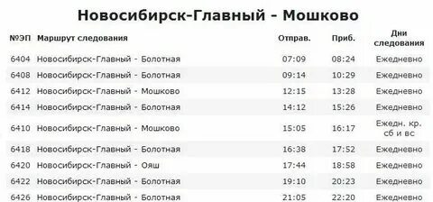 Электричка расписание барабинск новосибирск утром