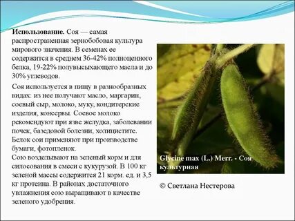 Применение сои