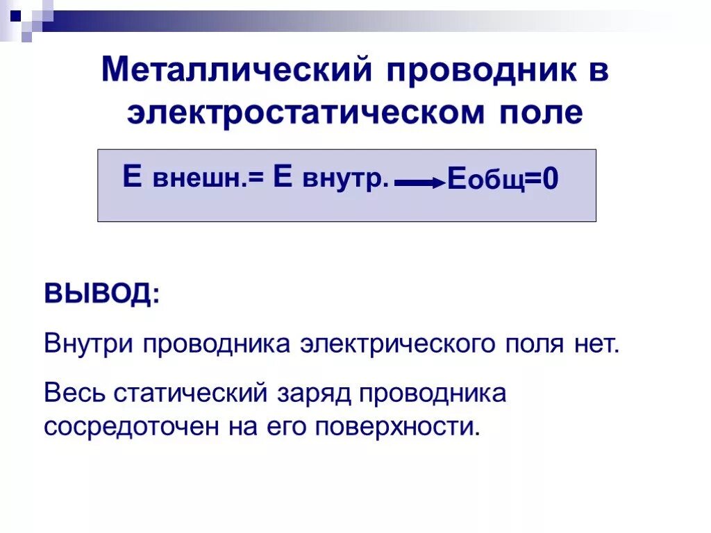 Весь статический заряд проводника сосредоточен на его. Металлический проводник в электростатическом поле. Электрическое поле вывод. Проводники в электростатическом поле е. 10. Проводники в электростатическом поле..