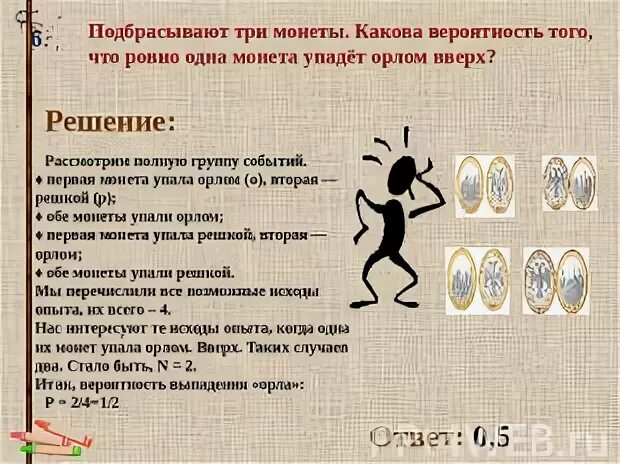Подбрасываем 3 монеты. Подбрасываем 3 монеты