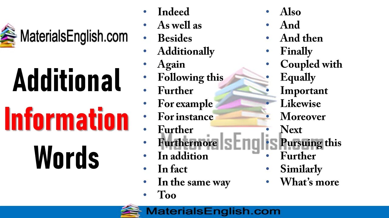 Additional information for use. Besides перевод. additionally.
