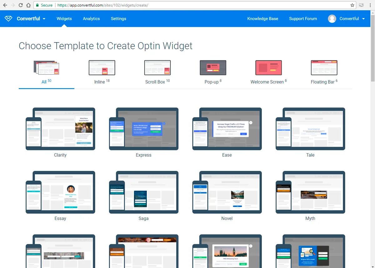 Widgets templates