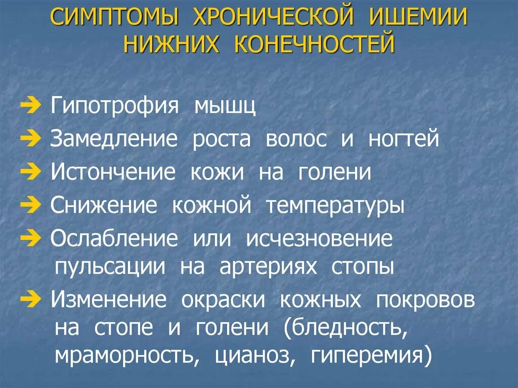 Ишемия конечностей симптомы