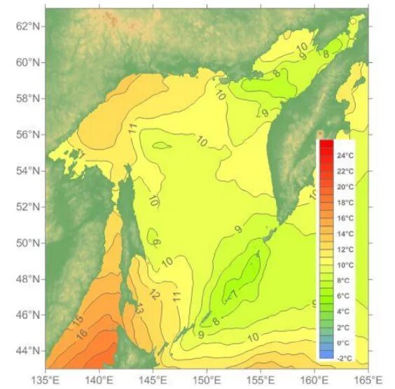 Температура воды охотское. Охотское море климат карта. Климатическая карта Охотского моря. Климат Охотского моря карта температур. Климат Охотского моря.