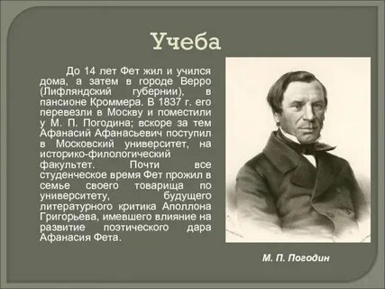 Учеба фета