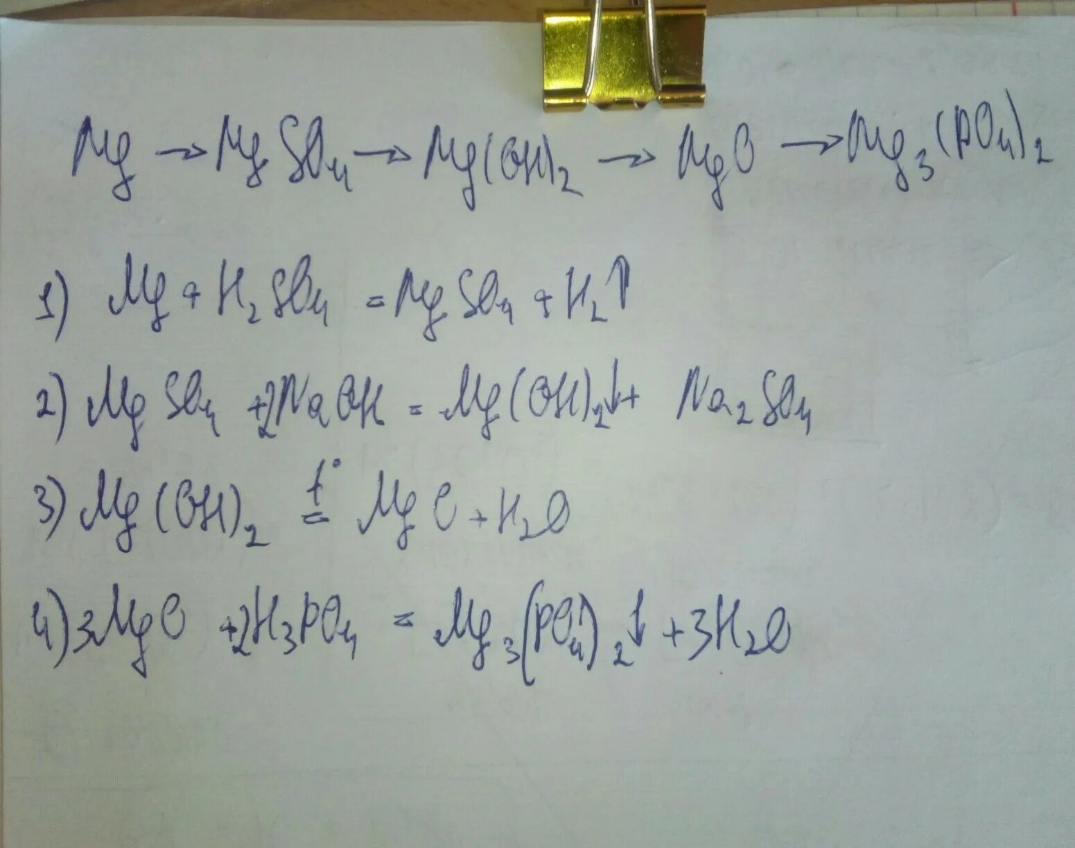 Осуществите превращения mgcl2 mg oh 2 mgso4