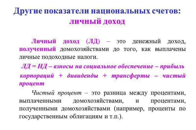 Показатели домохозяйств. Личный доход. Показатель личного дохода. Личный располагаемый доход. Определение личного дохода.